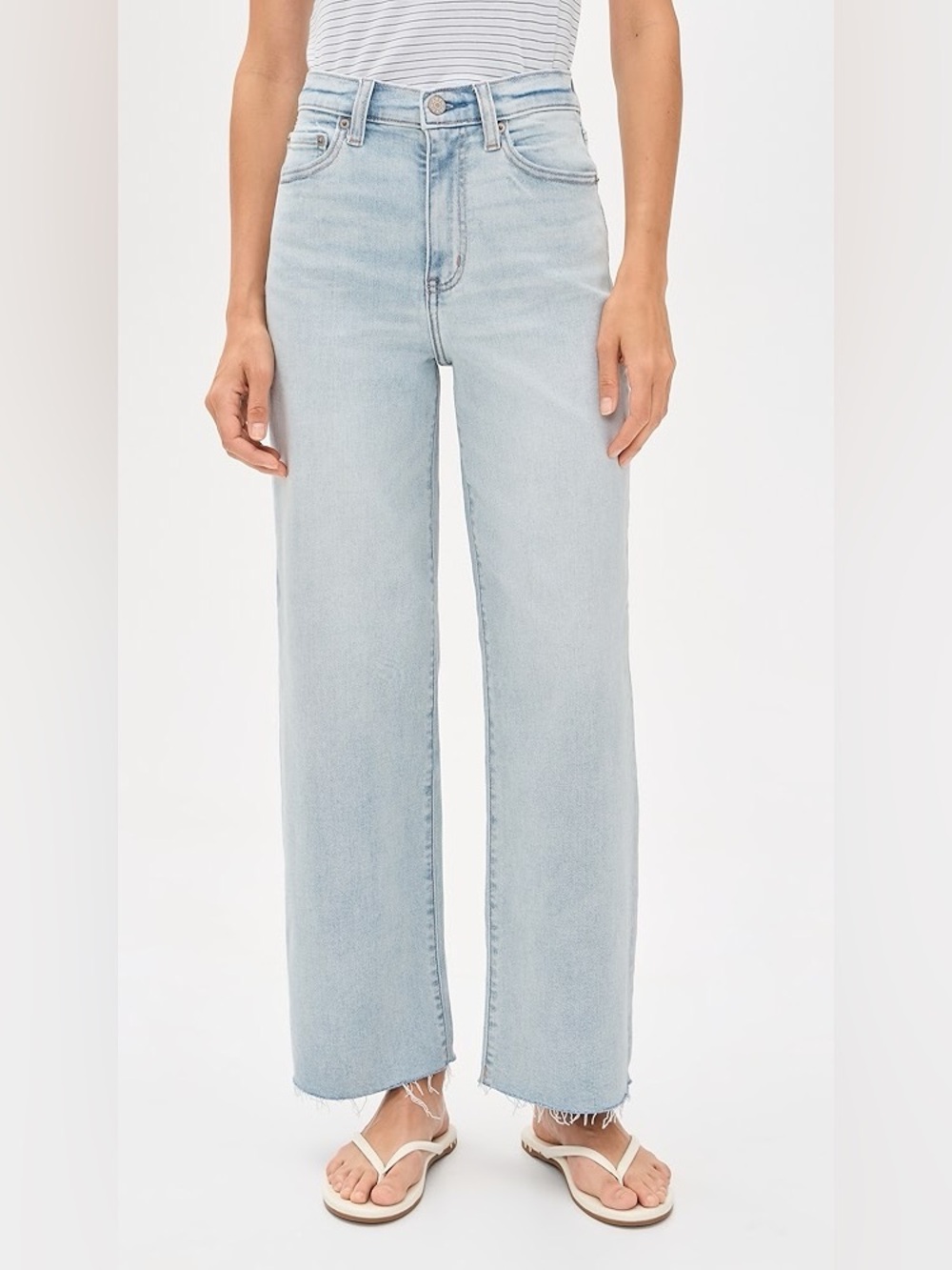PAIGE • Leenah wide leg jeans light wash chorus distressed size 27 high rise